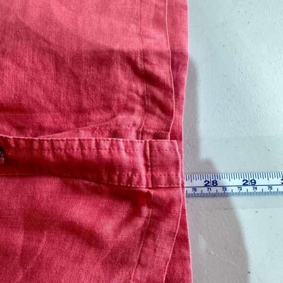 Vintage Chico’s 100% Linen Pink Bombay Button Down Shirt Size XL Roll Tab - Picture 8 of 8